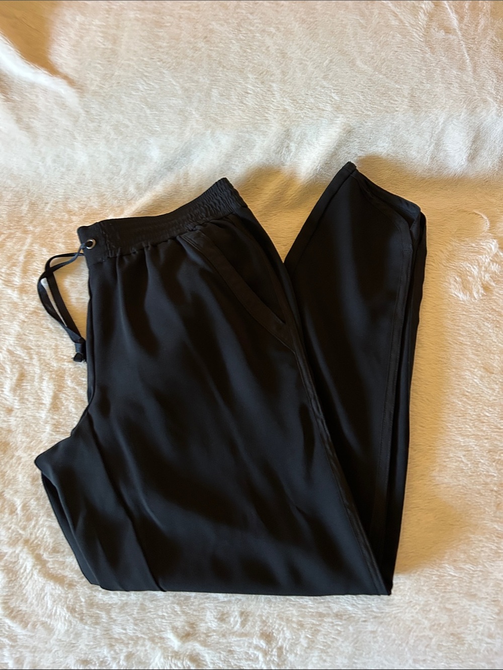 LOFT Black Cropped Drawstring Ankle Pants